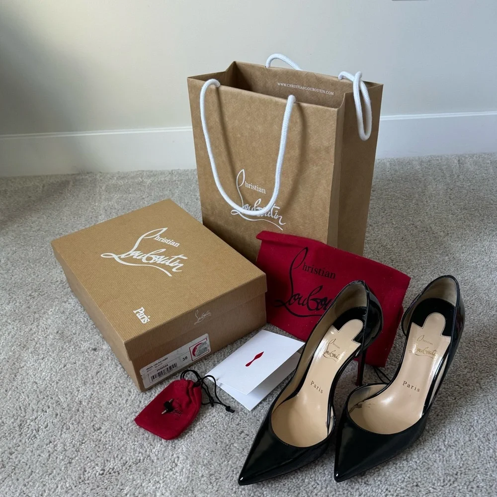 Christian Louboutin Black Patent Leather Pointed-Toe Pumps